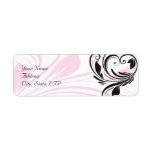 Black and Dark Pink Floral Scroll Return Address Label
