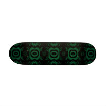 Black and Emerald Green Flower Design. Skate Board Deck