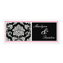 Black and Fuchsia Damask Wedding Invitation