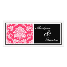 Black and Fuchsia Damask Wedding Invitation