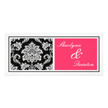 Black and Fuchsia Damask Wedding Invitation