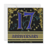 Black and Gold 17th Anniversary party Personalized Invitations