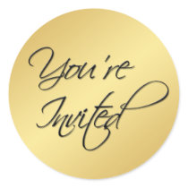 Black and Gold 1.5" Diameter Round Sticker