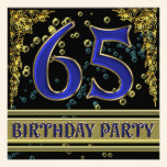 Black and Gold 65th Birthday party invitations