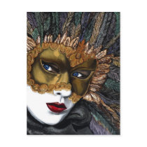 Black and Gold Carnival Mask  by PSOVART Post Cards