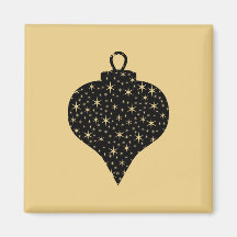 Black and Gold Colour Christmas Bauble Design. Refrigerator Magnets