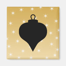 Black and Gold Colour Christmas Design. Refrigerator Magnet