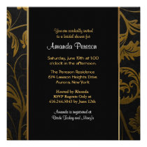 Black and Gold Damask - Bridal Shower 2 invitations