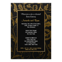Black and Gold Damask Rehearsal Dinner Invitation invitations