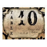 Black and Gold Damask Swirls Table Number Postcard