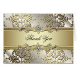 Black and Gold Damask Thank You Cards