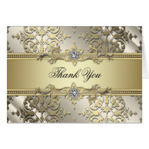 Black and Gold Damask Thank You Cards