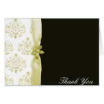Black and gold damask wedding Thank you card