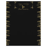 Black and Gold Elegant Holly Christmas Letterhead