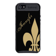 Black and Gold Fleur de Lis  iPhone 5 case