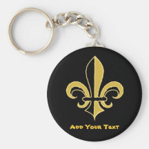 Black and Gold Fleur de lis Key Chain