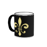 Black and Gold Fleur De Lis Mug Who Dat