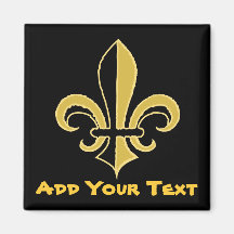Black and Gold Fleur de lis Refrigerator Magnets