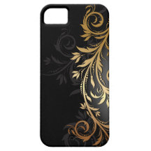 Black and Gold Floral Vine iPhone 5 Cover