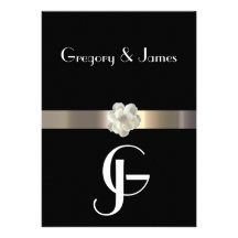 Black and Gold Gay/Lesbian Wedding Invitation