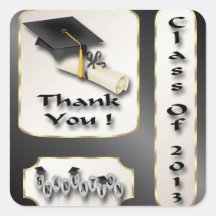 Black and Gold Graduation Thank You envelope seal