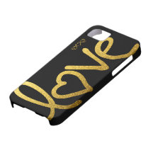 Black and Gold Love iPhone 5 Covers