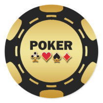 BLACK AND GOLD POKER CHIP STICKERS