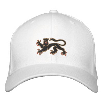 Black and gold rampant lion embroidered cap embroidered baseball caps by Funkart