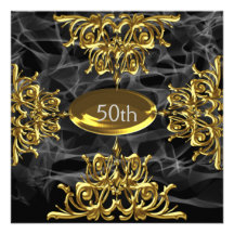 Black and Gold Smoke Silver Party Invitation