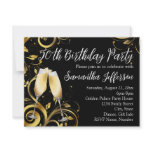 Black and Gold Swirl, Custom 50th Birthday Party Announcement