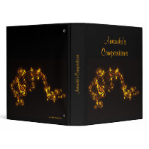 Black and Gold Swirling Musical Notes Binder binders