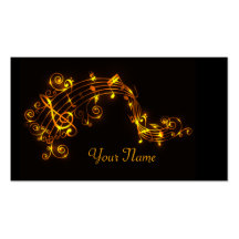Black and Gold Swirling Musical Notes Business Car Business Card Template