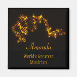 Black and Gold Swirling Musical Notes Magnet