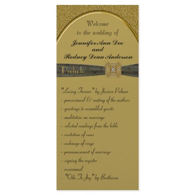 Black and Gold Wedding Program Rack Card by weddingpartygifts