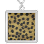 Black and Golden Brown Cheetah Print Pattern. Personalized Necklace