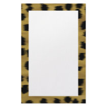 Black and Golden Brown Cheetah Print Pattern. Custom Stationery