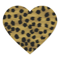 Black and Golden Brown Cheetah Print Pattern. Heart Stickers