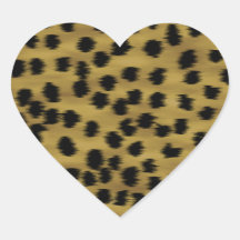 Black and Golden Brown Cheetah Print Pattern. Heart Stickers