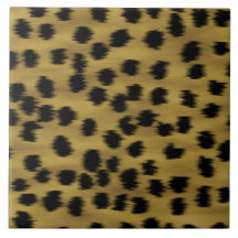 Black and Golden Brown Cheetah Print Pattern. Ceramic Tile