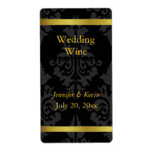 Black and Golden Wedding Wine Label