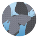Black and gray butterflies round stickers