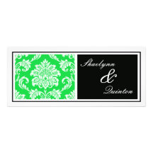 Black and Green Damask Wedding Invitation