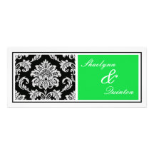 Black and Green Damask Wedding Invitation
