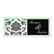 Black and Green Damask Wedding Invitation