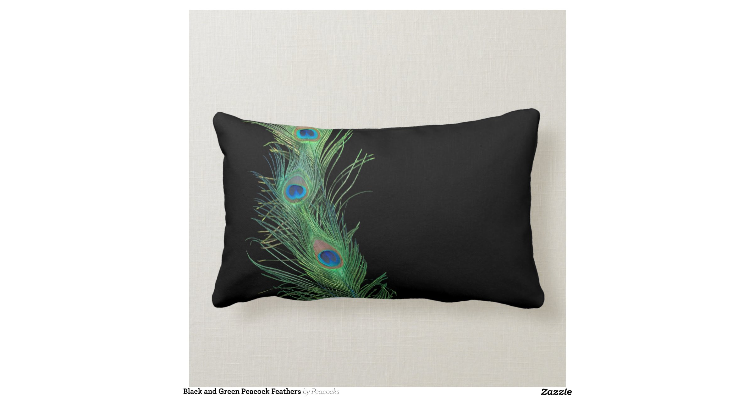 Black and Green Peacock Feathers Throw Pillow Zazzle
