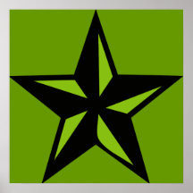 Black and Green Star Print