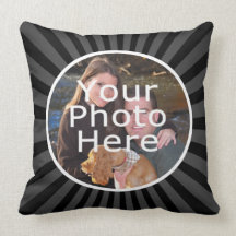 Black and Grey Circle Frame Photo Pillow