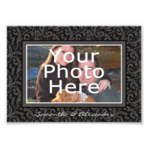 Black and Grey Swirl Elegant Photo Border w/Text
