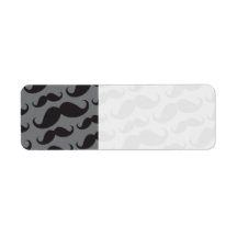 Black and grey trendy funny moustache pattern return address label