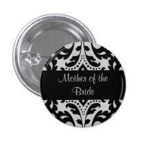 Black and grey victorian damask mother of bride buttons